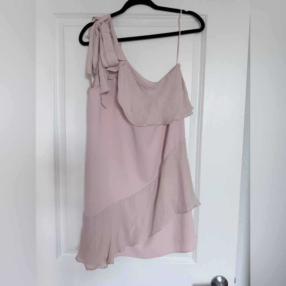 Parker Eden Combo One Shoulder Silk Ruffle Mini Dress - Picture 5 of 8